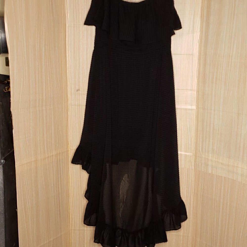 Divided Womens Black On Black Striped Strapless High Low Dress